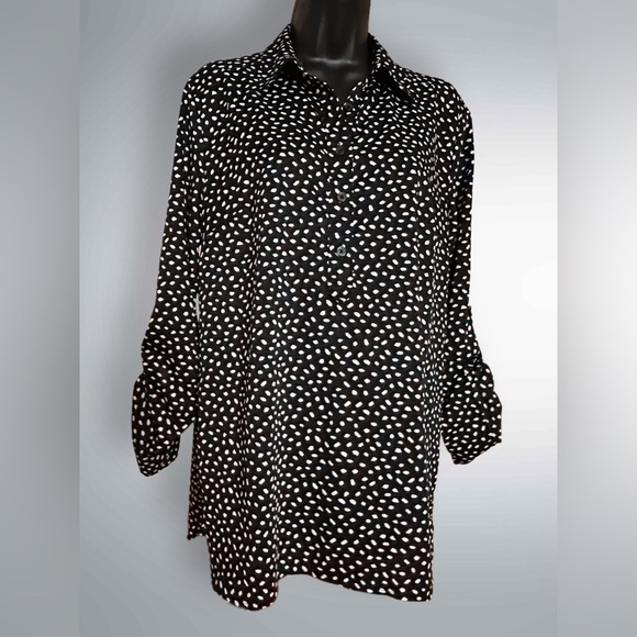 Ann Taylor Women’s Long Sleeve 1/4 Button V Neck Dress Casual Blouse Size 6 - Picture 4 of 9